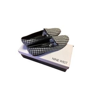 Nine West Womens Renold Loafers 8.5M Black White Houndstooth New Slip On Casual